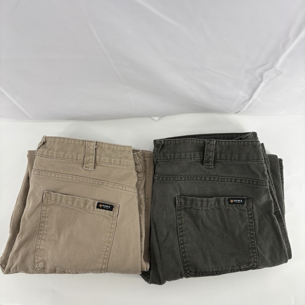 Lot Of 2 Hawx Pants Mens 34x32 (Fits 34x31) Work Gear Double Knee Utility Canvas